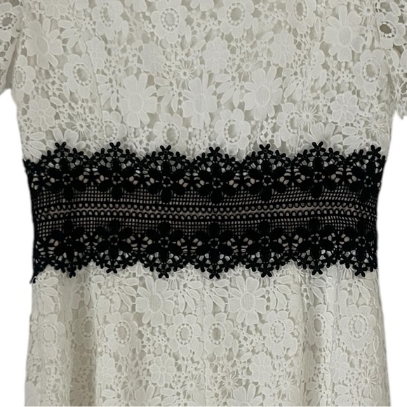 Shani Dress size 6 Women’s black and white lace Short Sleeve Colorblock Floral - Picture 6 of 10